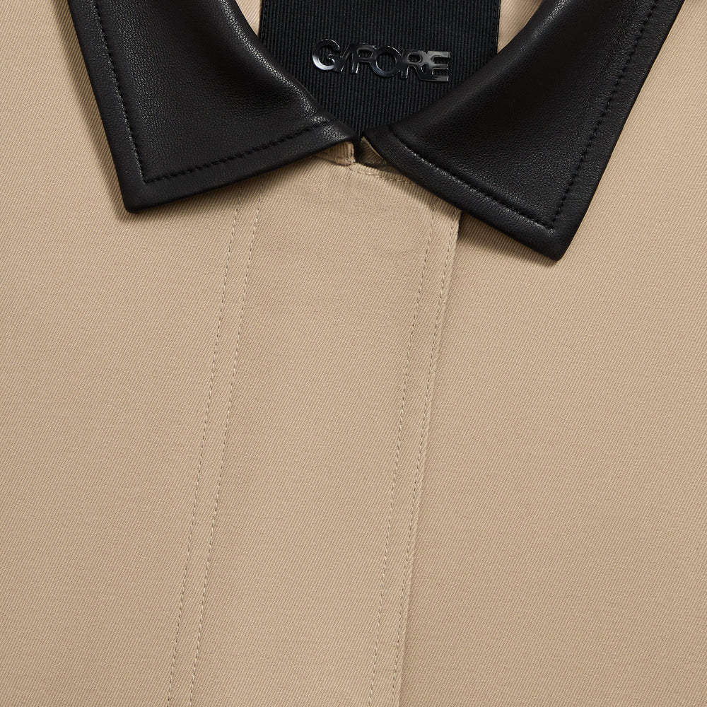 LTD RELEASE LEATHER COLLAR TRI-COTTON CROPPED JACKET