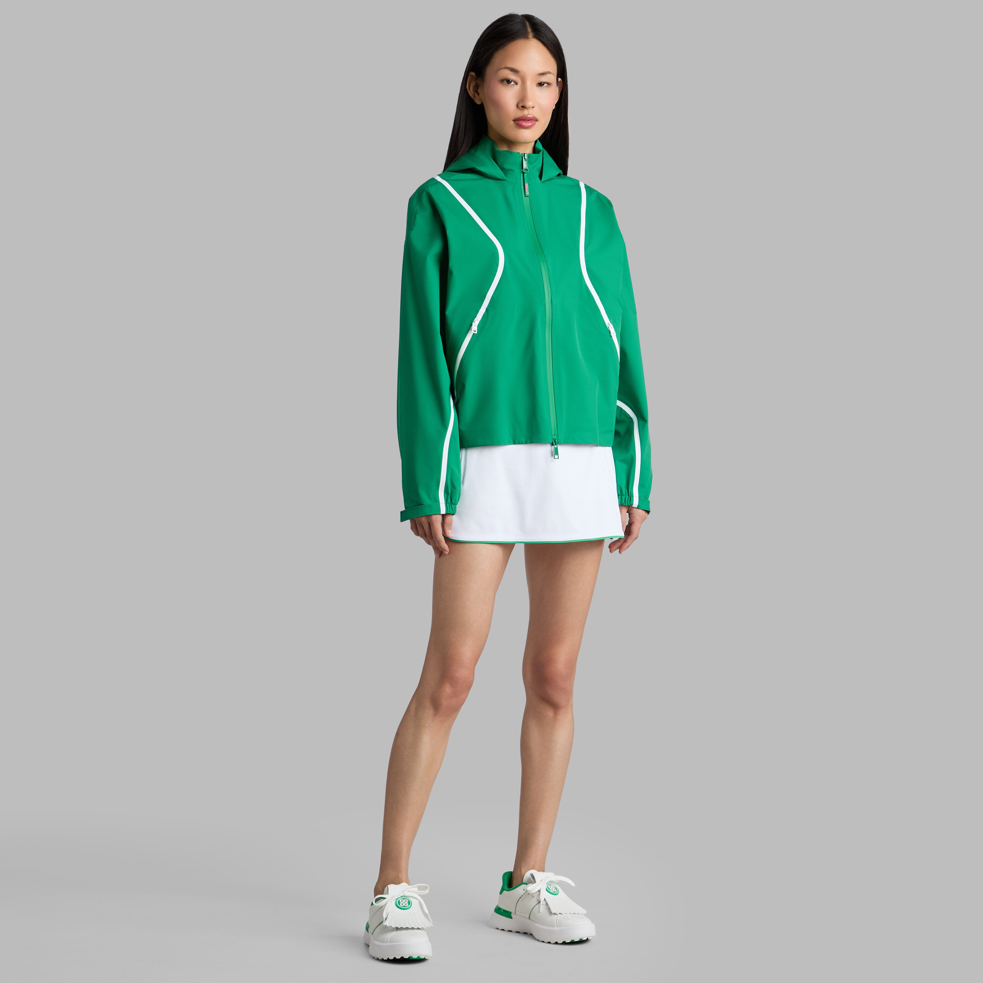 PANELED WATER REPELLENT HOODED JACKET