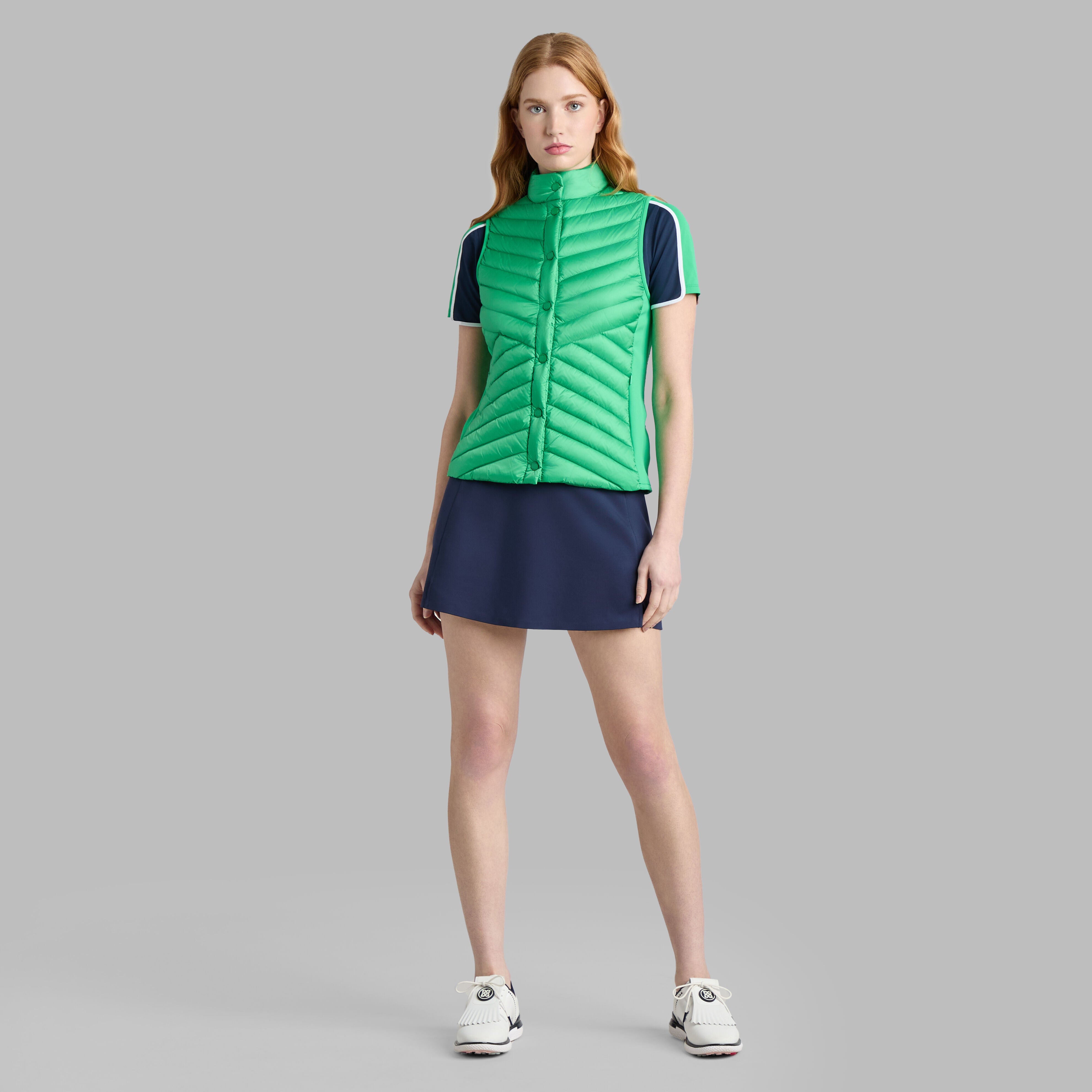 V-DOWN QUILTED STRETCH TECH INTERLOCK VEST