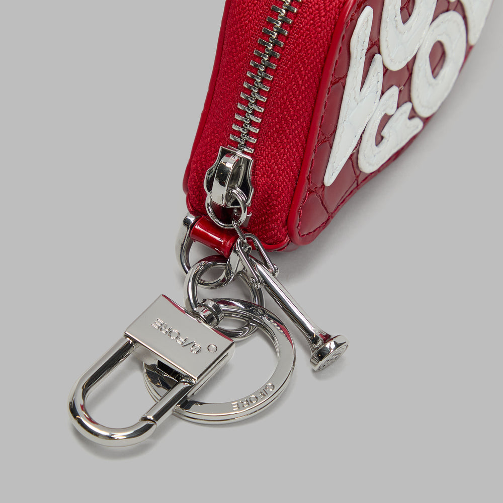 LOVE G CROC-EMBOSSED LEATHER COIN PURSE KEYCHAIN