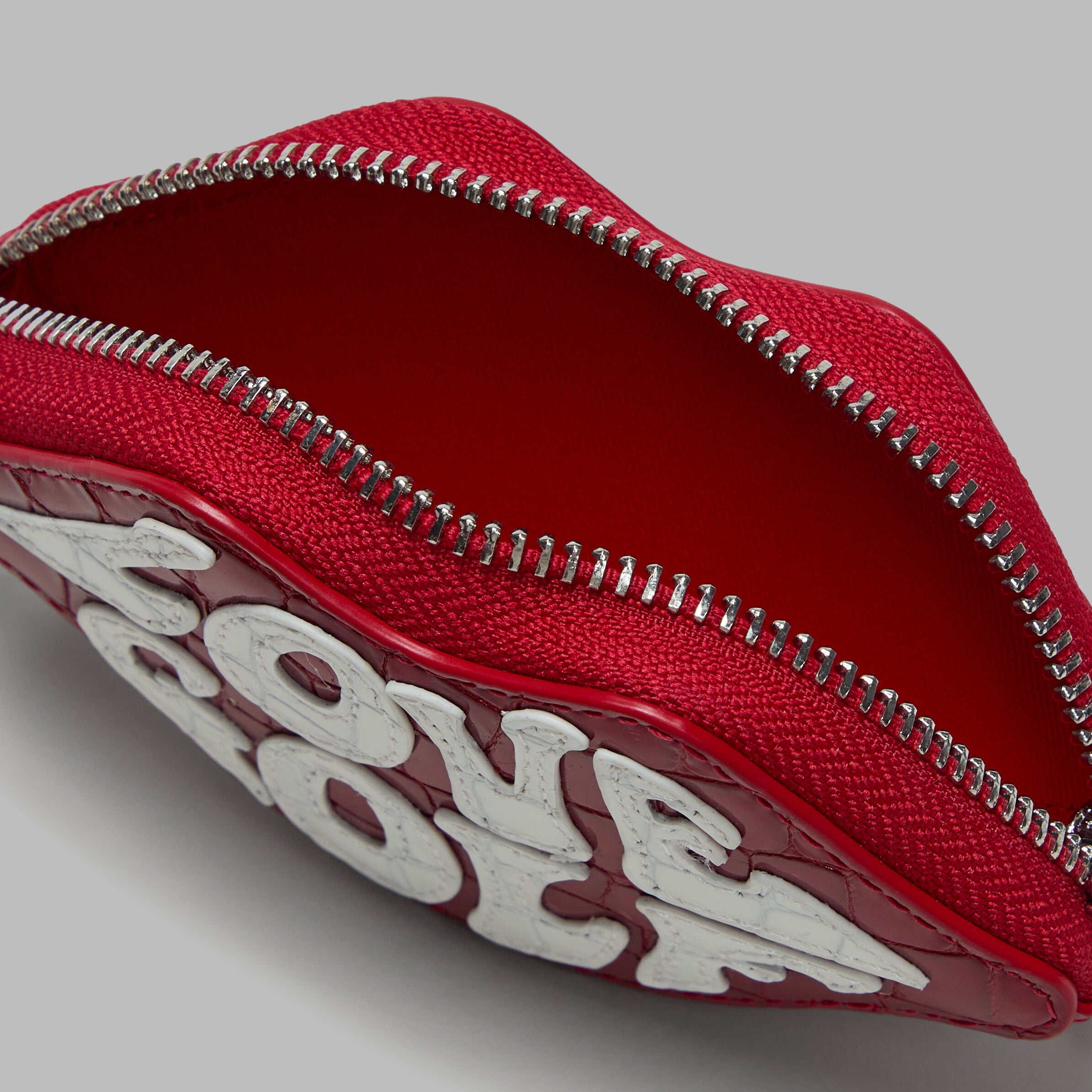LOVE G CROC-EMBOSSED LEATHER COIN PURSE KEYCHAIN