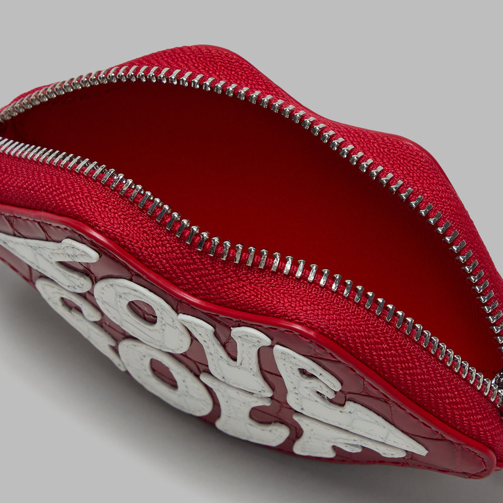 LOVE G CROC-EMBOSSED LEATHER COIN PURSE KEYCHAIN